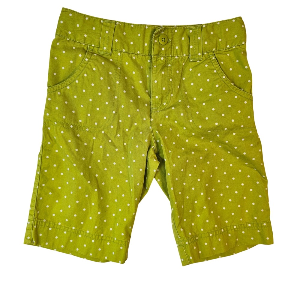 Cherokee Girls Lime Green Polka Dot Cotton Bermuda Shorts Size S 6/6X
